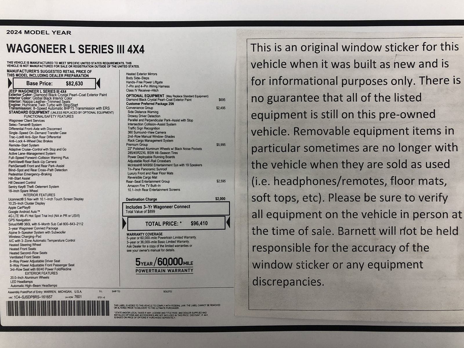 Used 2024 Jeep Wagoneer L Series III with VIN 1C4SJSDP8RS161657 for sale in White Bear Lake, Minnesota