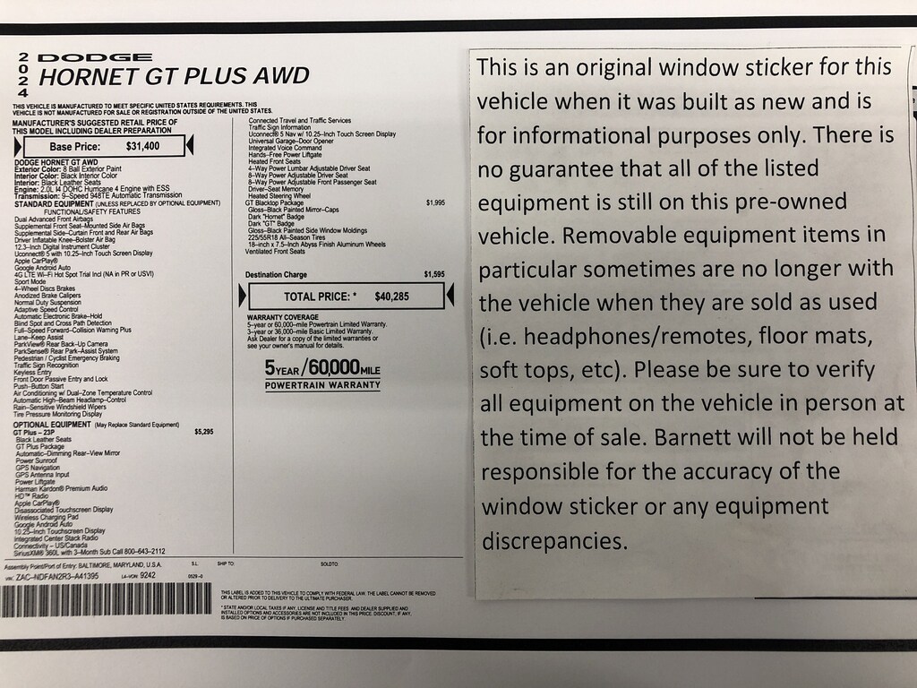 Used 2024 Dodge Hornet GT Plus SUV