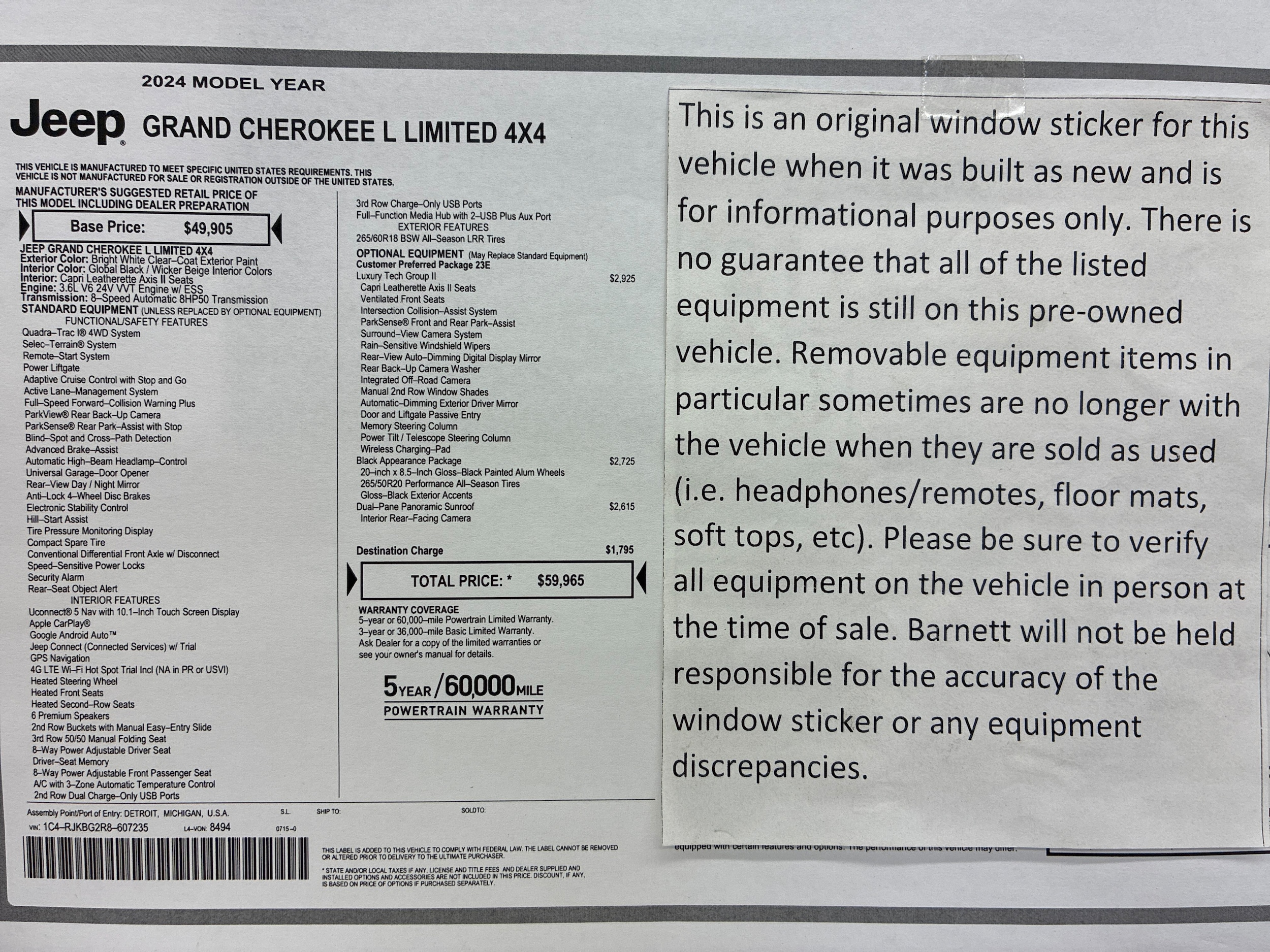 Used 2024 Jeep Grand Cherokee L Limited with VIN 1C4RJKBG2R8607235 for sale in White Bear Lake, Minnesota
