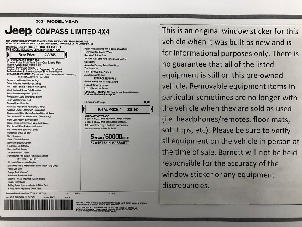 Certified 2024 Jeep Compass Limited SUV