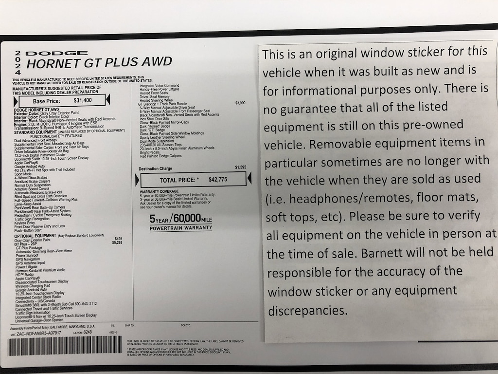 Certified 2024 Dodge Hornet GT Plus SUV