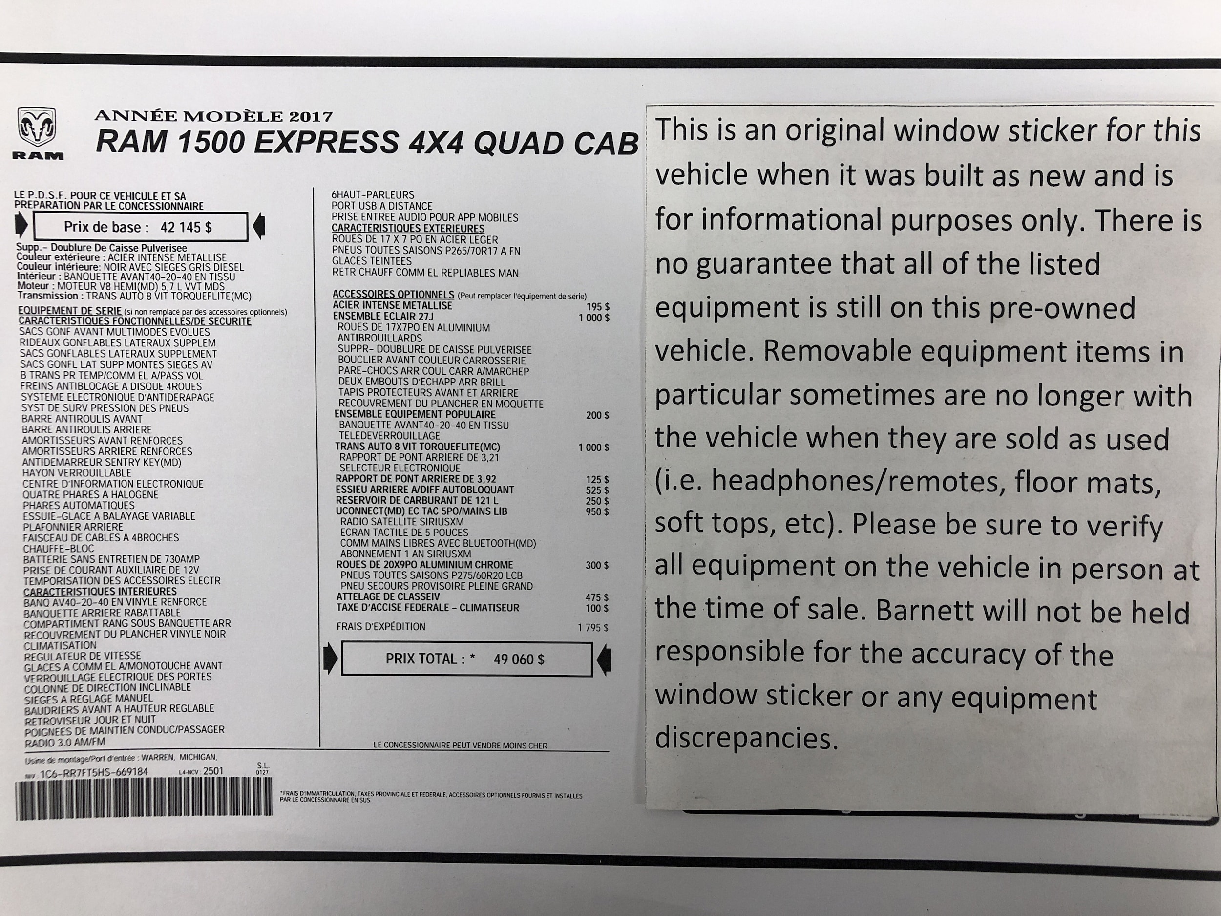 Used 2017 RAM Ram 1500 Tradesman with VIN 1C6RR7FT5HS669184 for sale in White Bear Lake, Minnesota