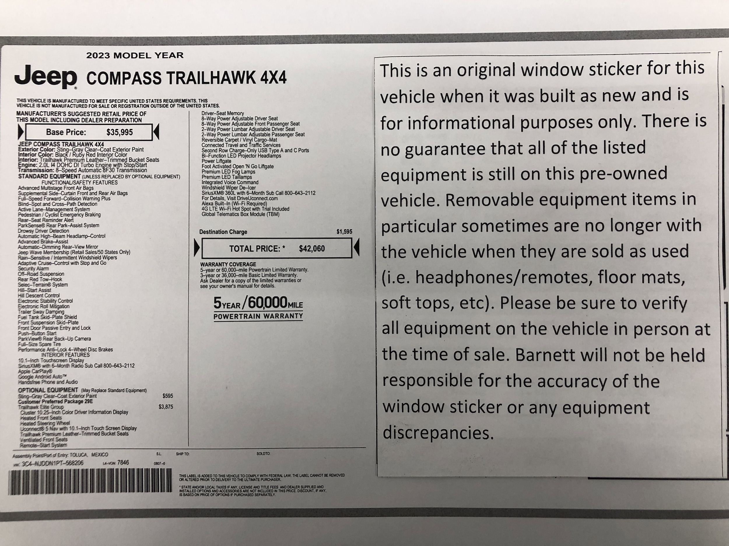 Used 2023 Jeep Compass Trailhawk with VIN 3C4NJDDN1PT568206 for sale in White Bear Lake, Minnesota