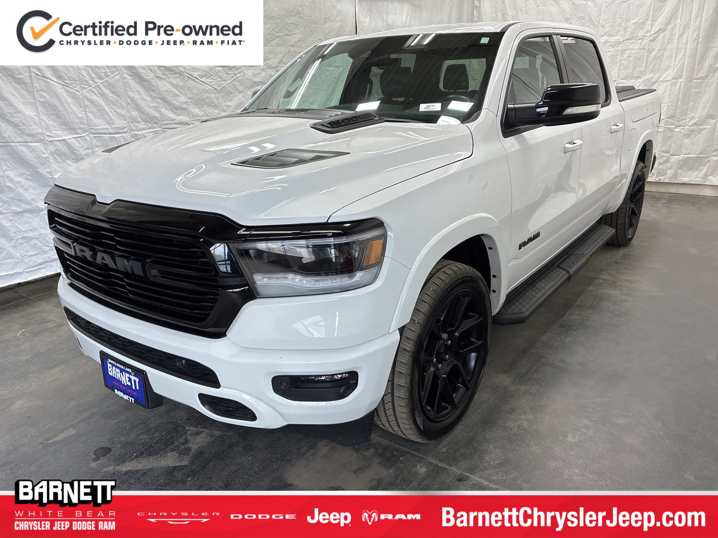 Certified 2021 RAM Ram 1500 Pickup Laramie with VIN 1C6SRFJTXMN533662 for sale in White Bear Lake, Minnesota