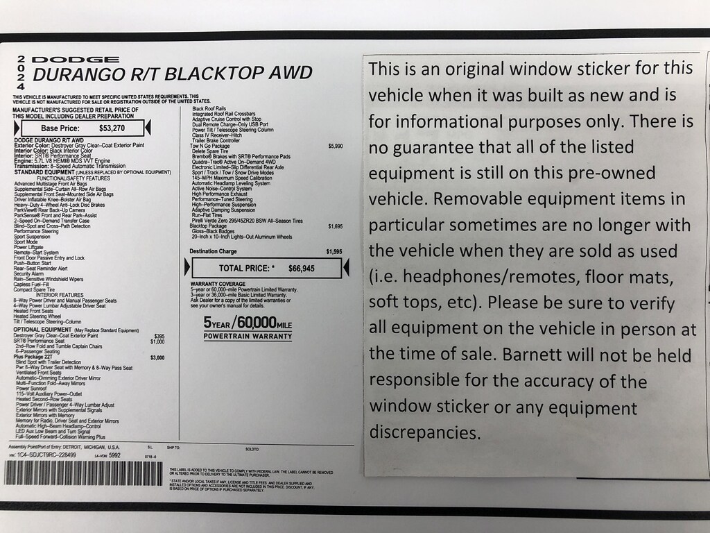 Certified 2024 Dodge Durango R/T+ Tow N Go SUV