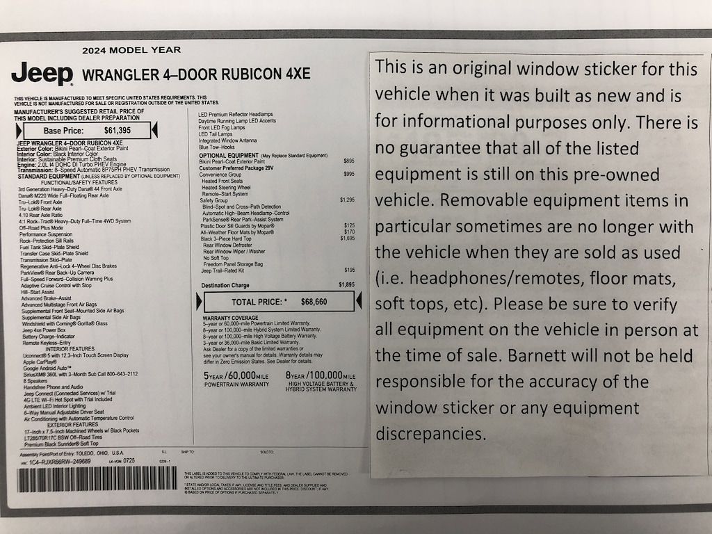 Used 2024 Jeep Wrangler 4xe Rubicon SUV