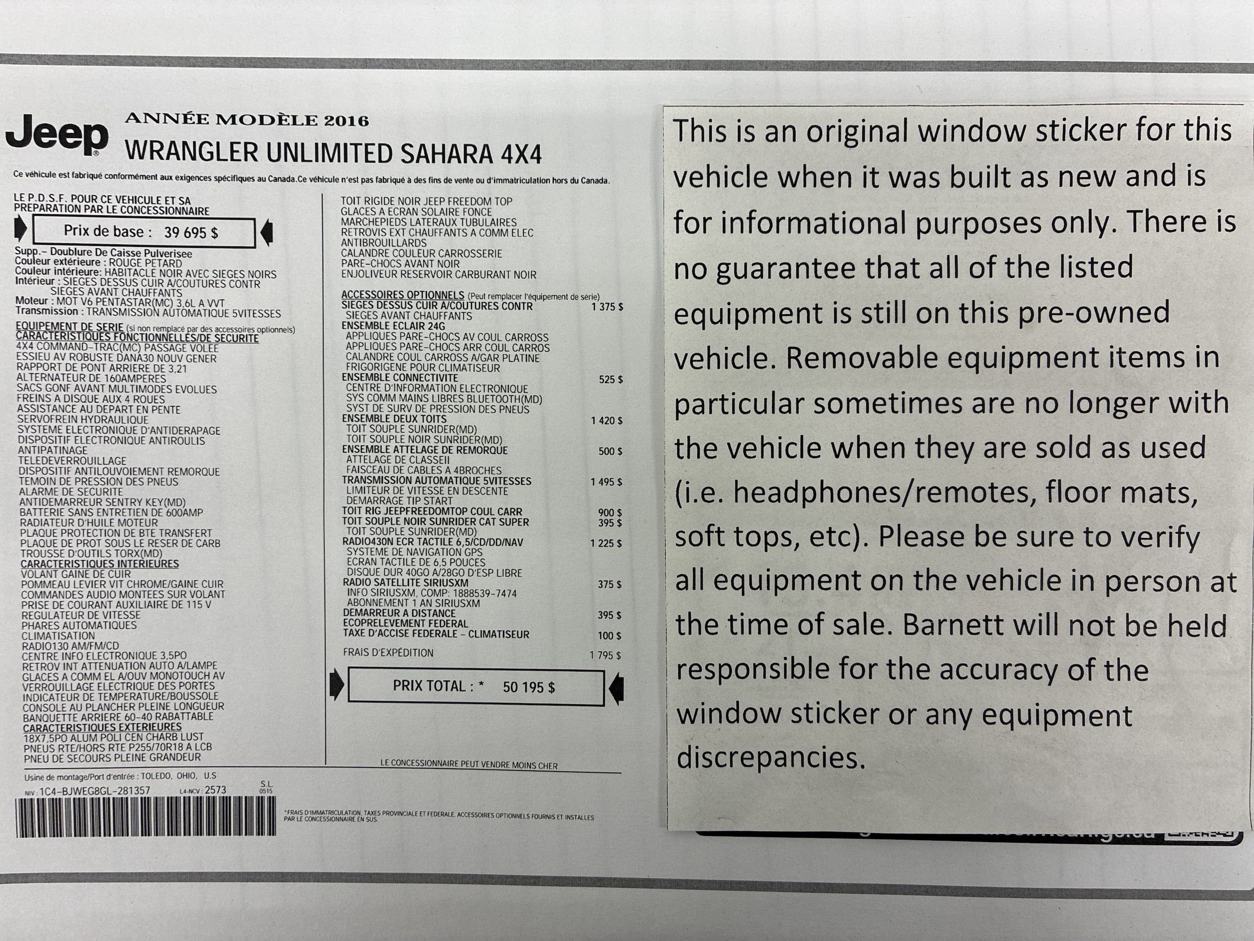 Used 2016 Jeep Wrangler Unlimited Sahara with VIN 1C4BJWEG8GL281357 for sale in White Bear Township, Minnesota