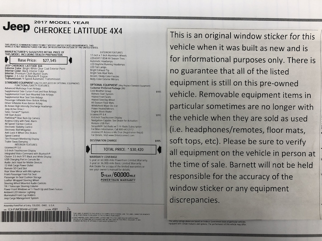Used 2017 Jeep Cherokee Latitude SUV