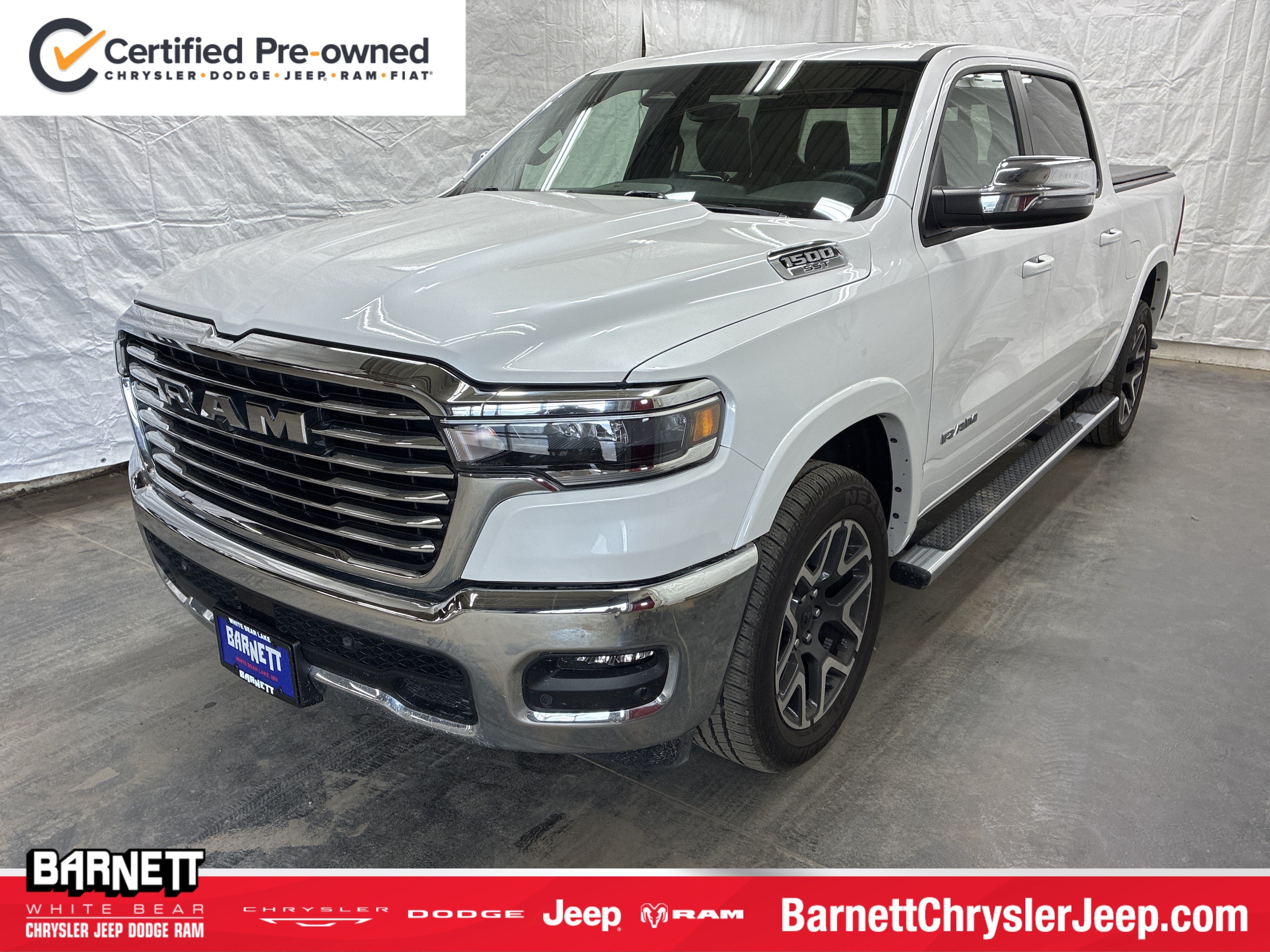Certified 2025 RAM Ram 1500 Pickup Laramie with VIN 1C6SRFJP9SN533510 for sale in White Bear Lake, Minnesota
