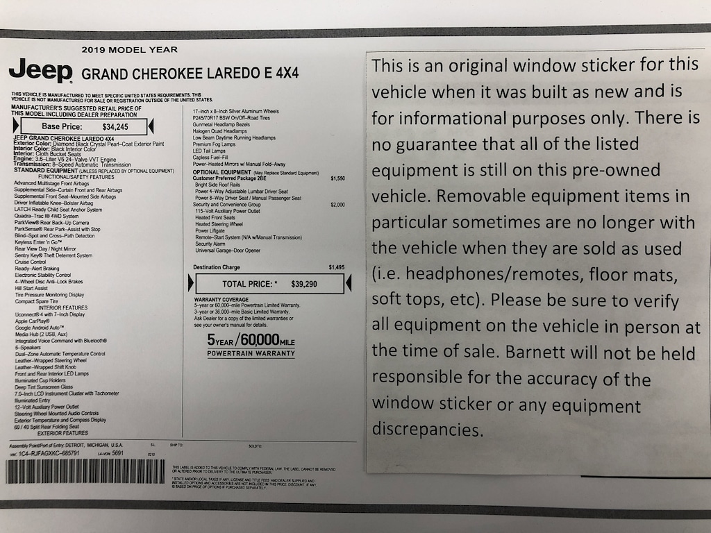 Used 2019 Jeep Grand Cherokee Laredo E SUV