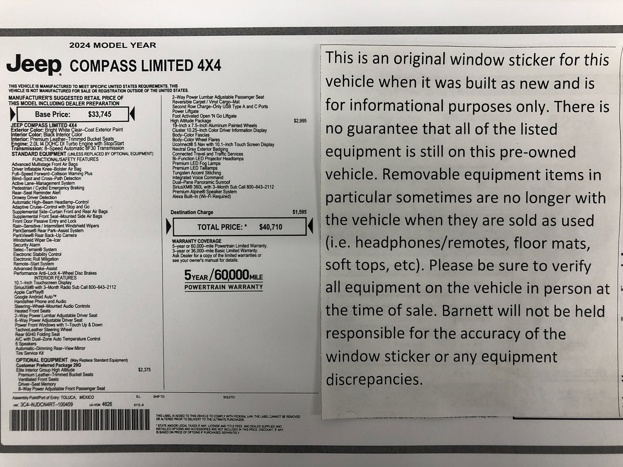Used 2024 Jeep Compass Limited with VIN 3C4NJDCN4RT100409 for sale in White Bear Lake, Minnesota