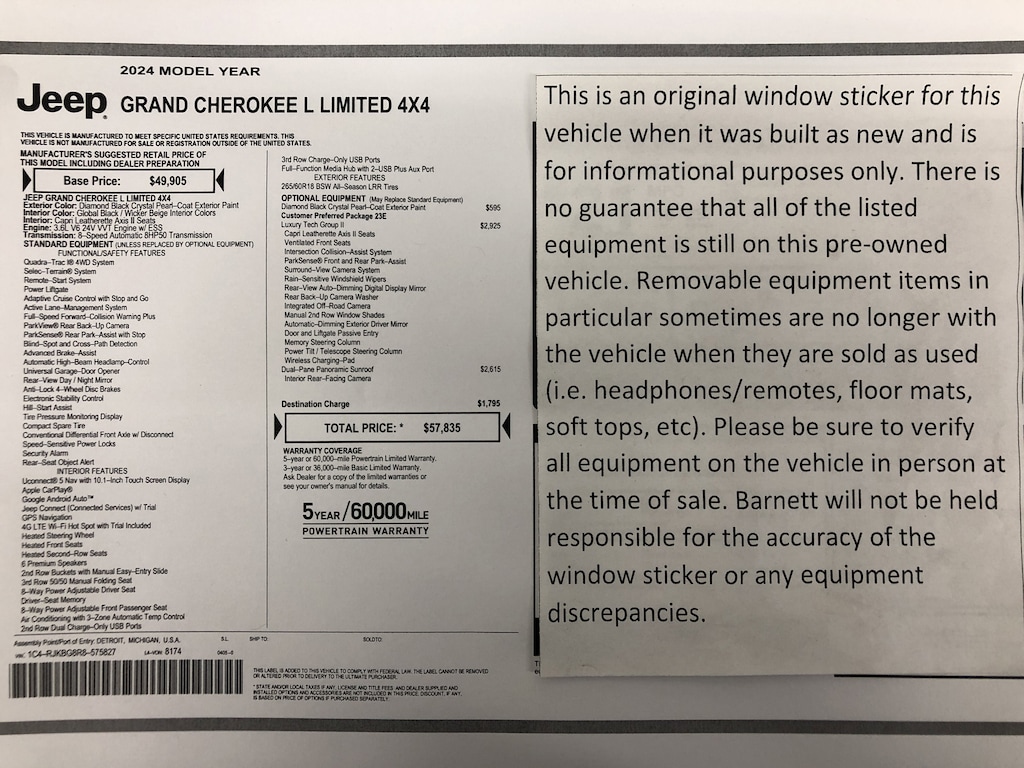 Certified 2024 Jeep Grand Cherokee L Limited SUV