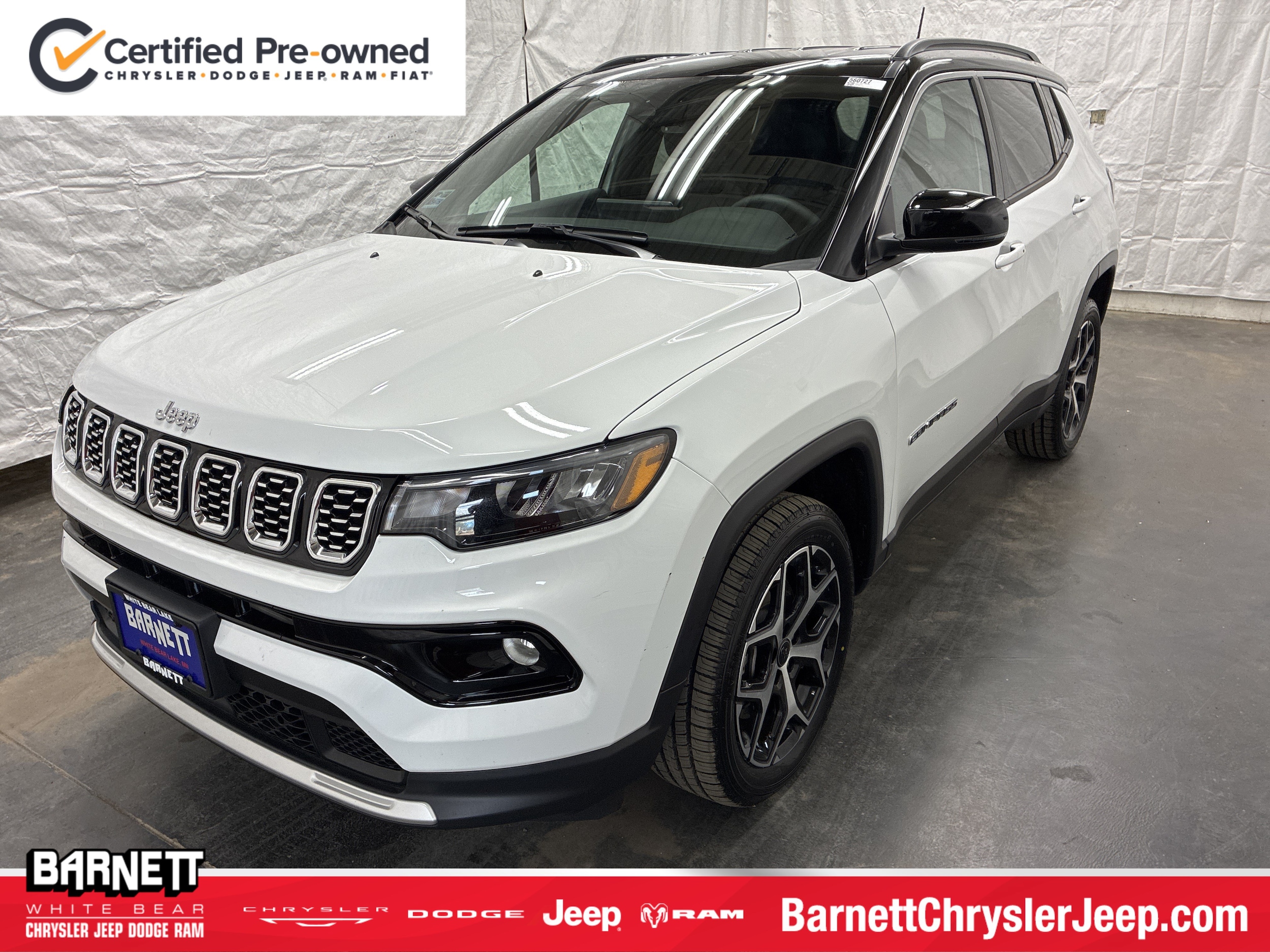Certified 2025 Jeep Compass Limited with VIN 3C4NJDCN7ST566292 for sale in White Bear Lake, Minnesota