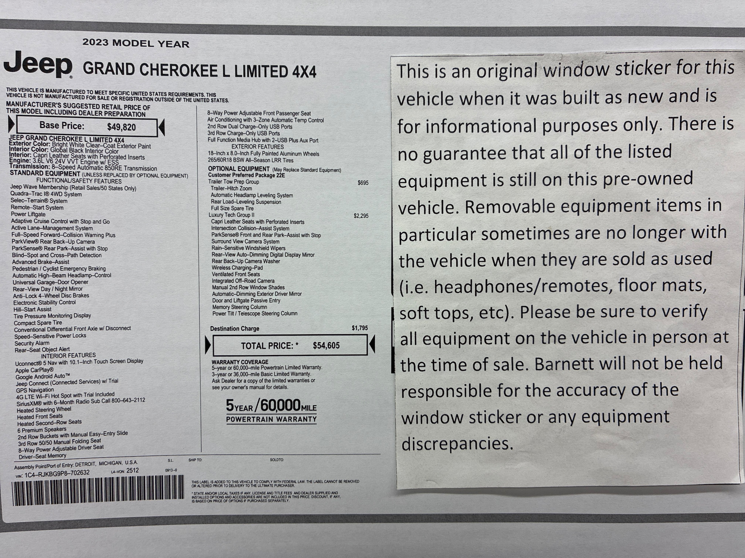 Used 2023 Jeep Grand Cherokee L Limited with VIN 1C4RJKBG9P8702632 for sale in White Bear Lake, Minnesota