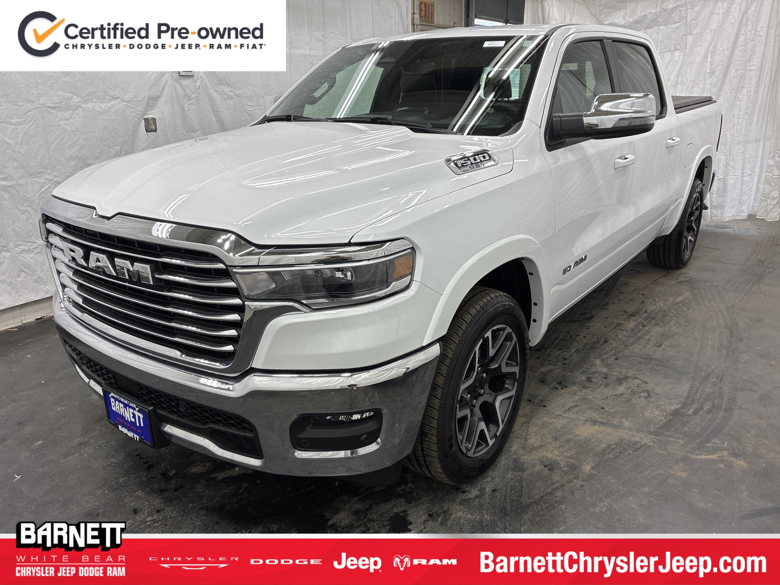 Certified 2025 RAM Ram 1500 Pickup Laramie with VIN 1C6SRFJP9SN533541 for sale in White Bear Lake, Minnesota