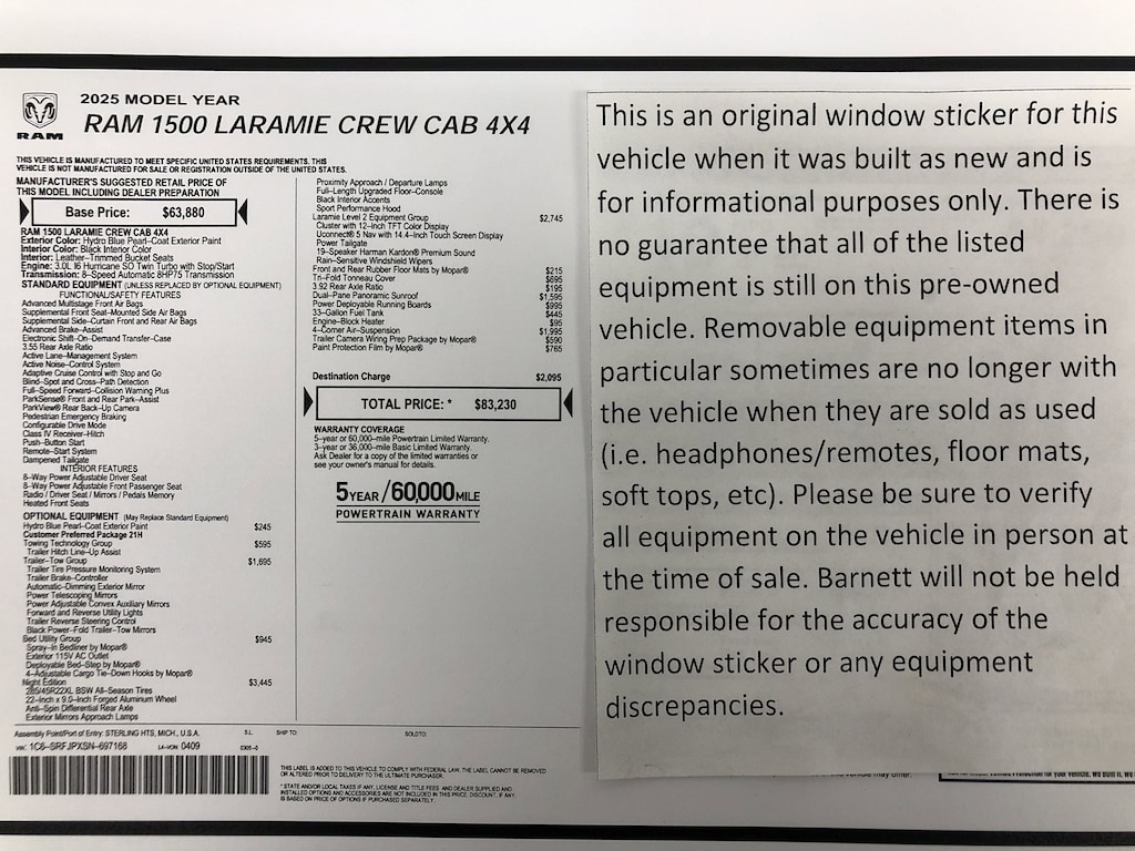 Certified 2025 Ram 1500 Laramie Truck Crew Cab