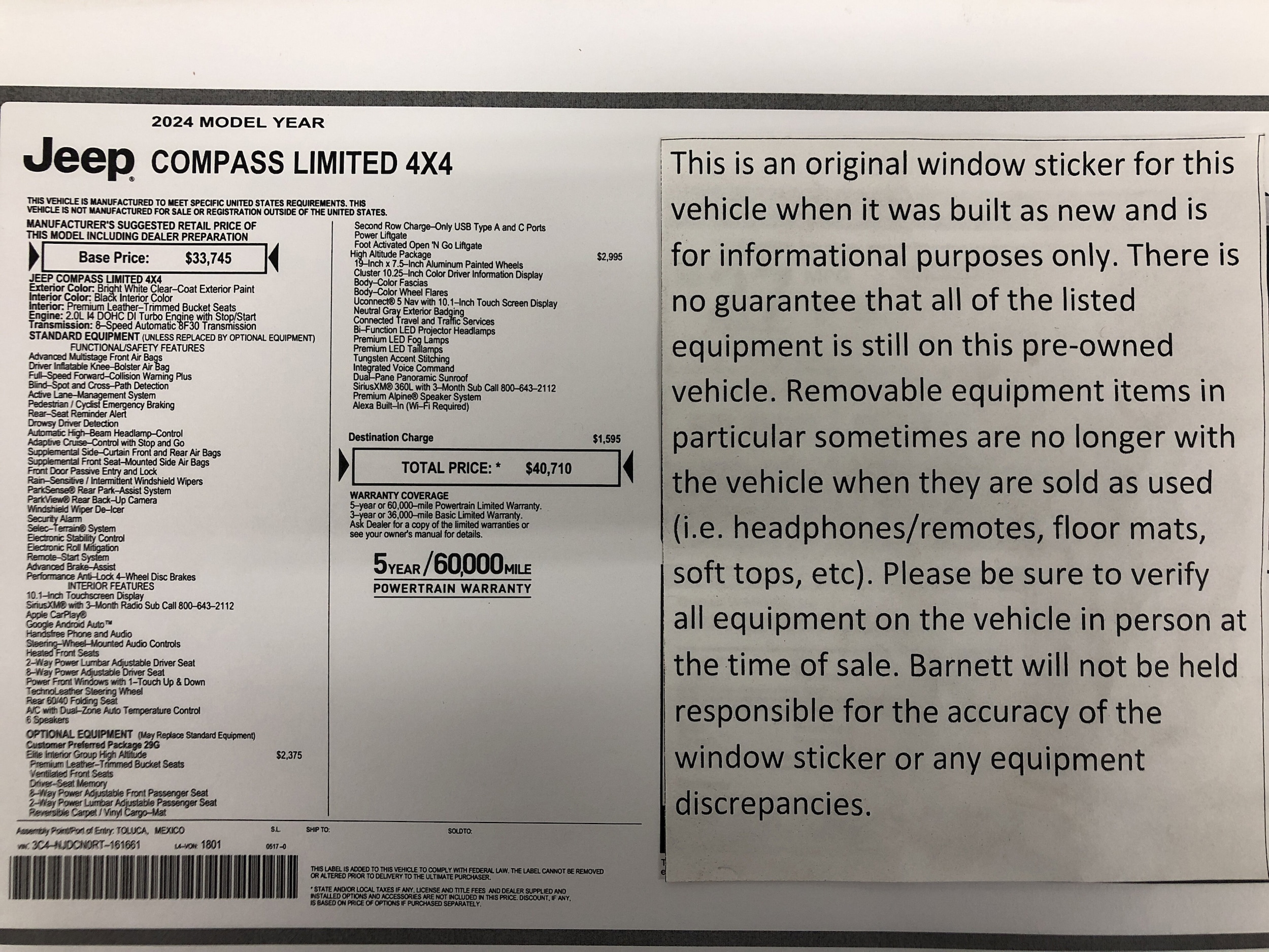 Certified 2024 Jeep Compass Limited with VIN 3C4NJDCN0RT161661 for sale in White Bear Lake, Minnesota