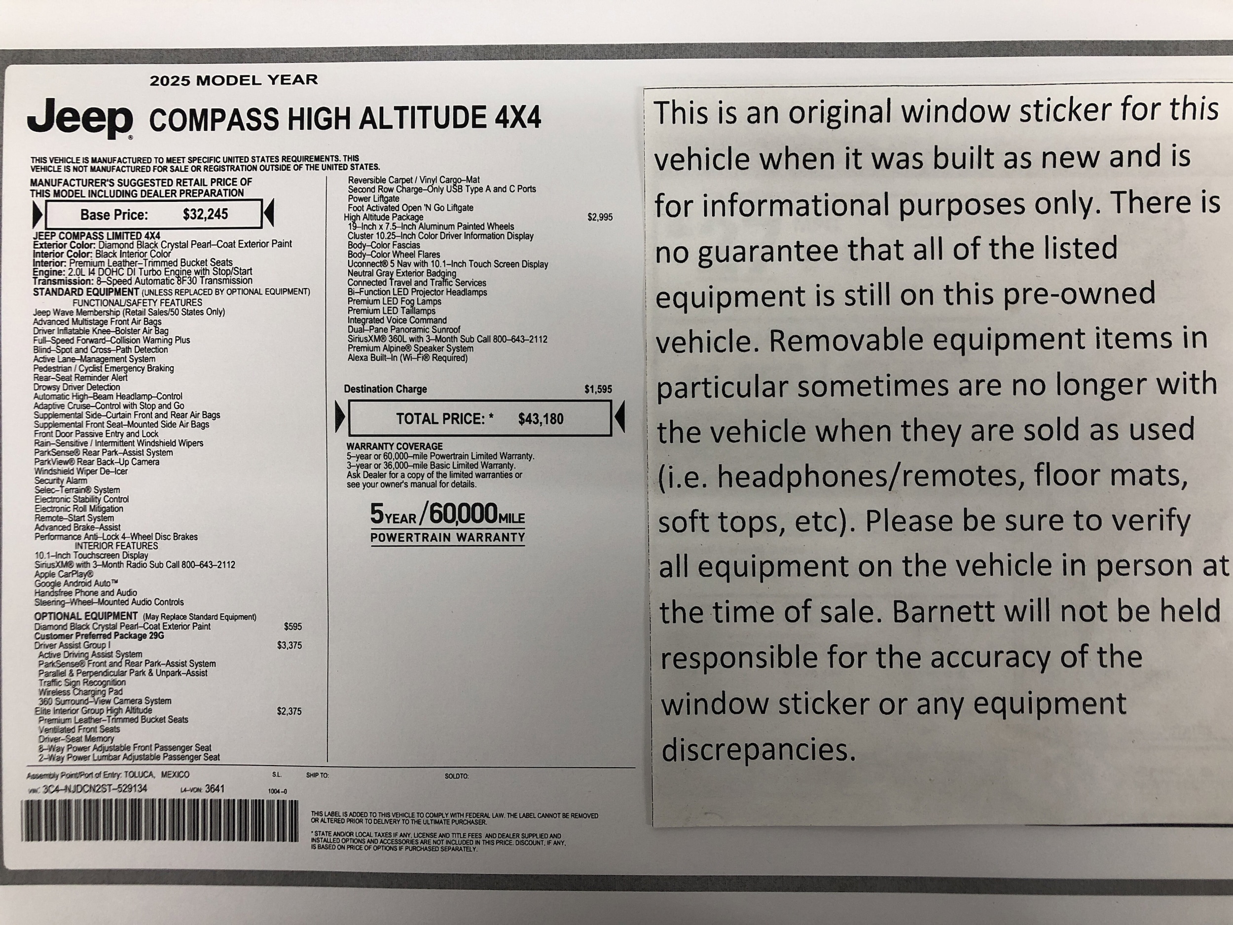 Used 2025 Jeep Compass Limited with VIN 3C4NJDCN2ST529134 for sale in White Bear Lake, Minnesota