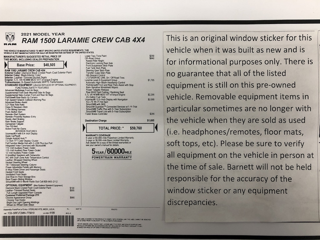 Used 2021 Ram 1500 Laramie Truck Crew Cab