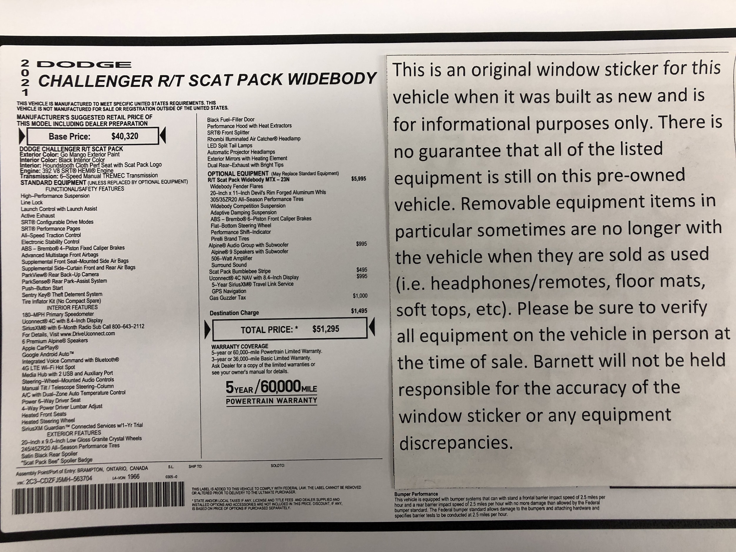 Certified 2021 Dodge Challenger R/T with VIN 2C3CDZFJ5MH563704 for sale in White Bear Lake, Minnesota