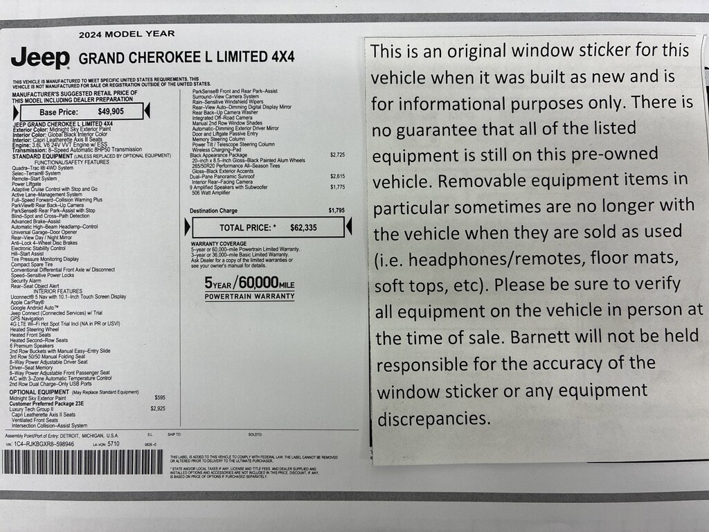 Certified 2024 Jeep Grand Cherokee L Limited SUV
