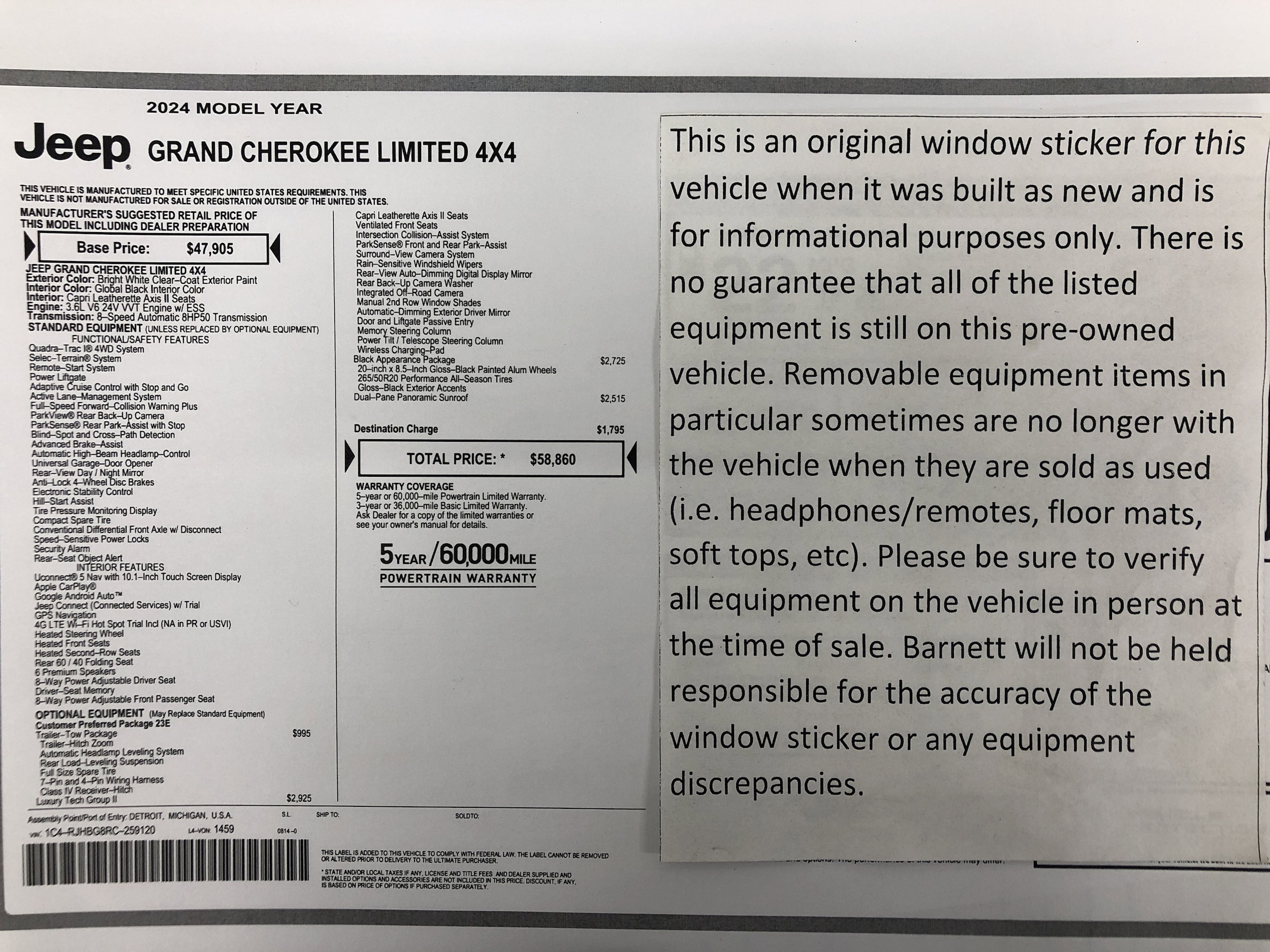 Used 2024 Jeep Grand Cherokee Limited with VIN 1C4RJHBG8RC259120 for sale in White Bear Lake, Minnesota