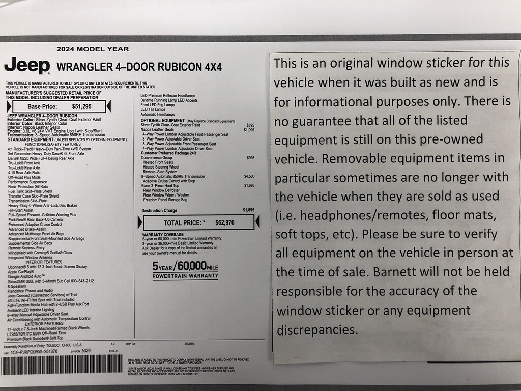 Certified 2024 Jeep Wrangler Rubicon SUV
