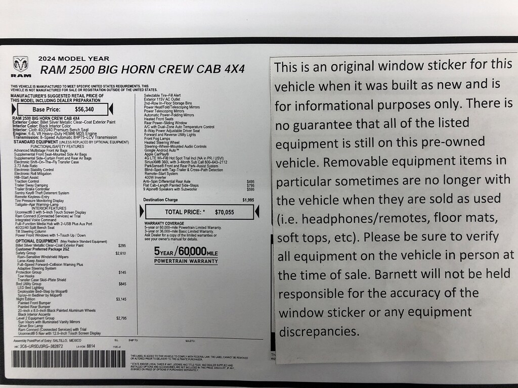 Used 2024 Ram 2500 Big Horn Truck Crew Cab