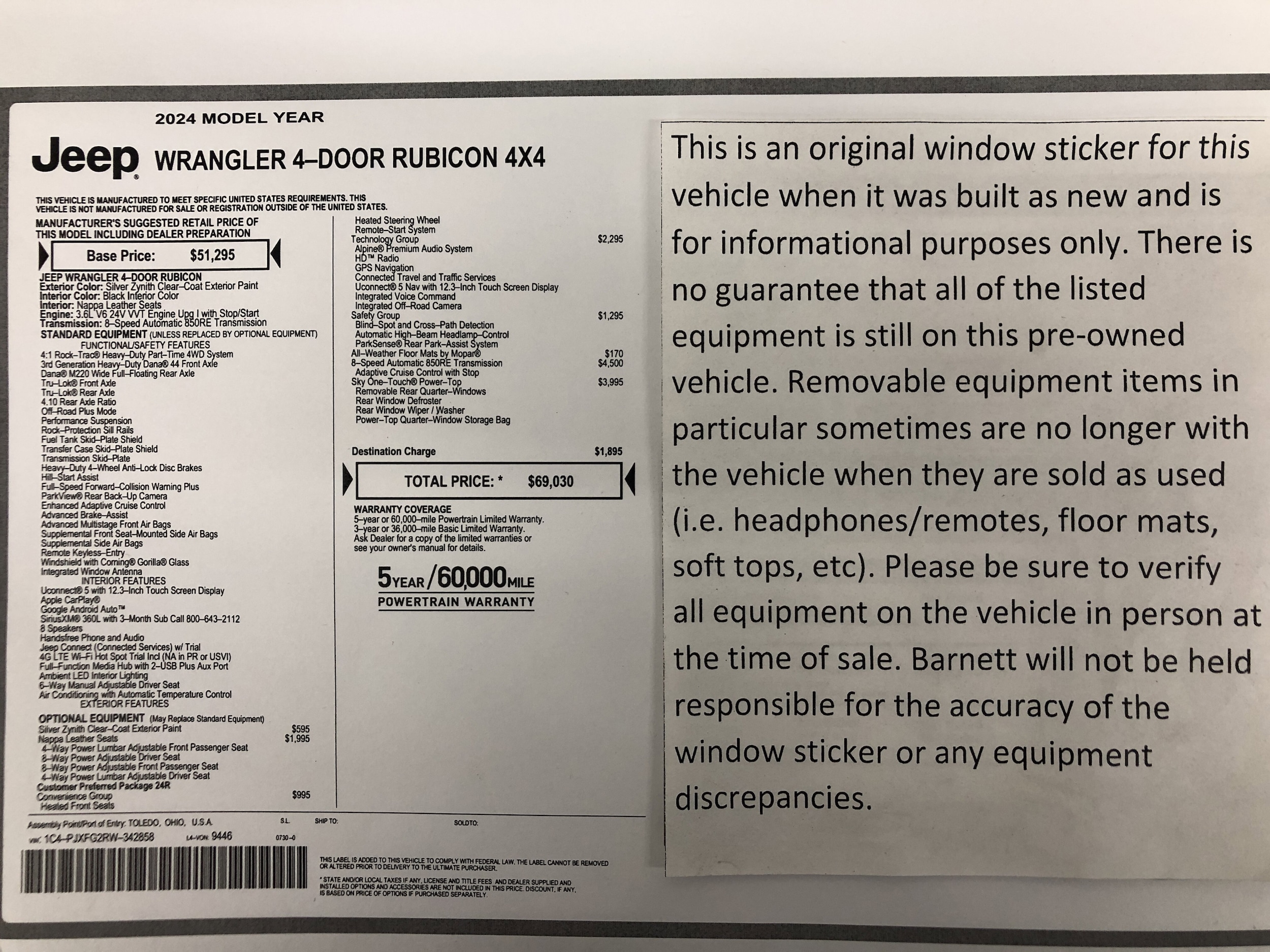 Used 2024 Jeep Wrangler 4-Door Rubicon with VIN 1C4PJXFG2RW342858 for sale in Saint Paul, Minnesota