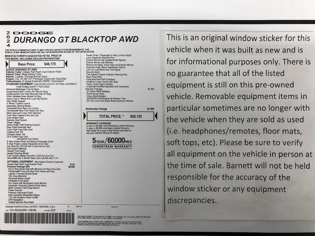 Used 2024 Dodge Durango GT Premium SUV