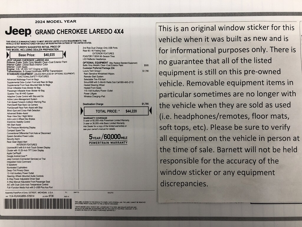 Used 2024 Jeep Grand Cherokee Laredo SUV