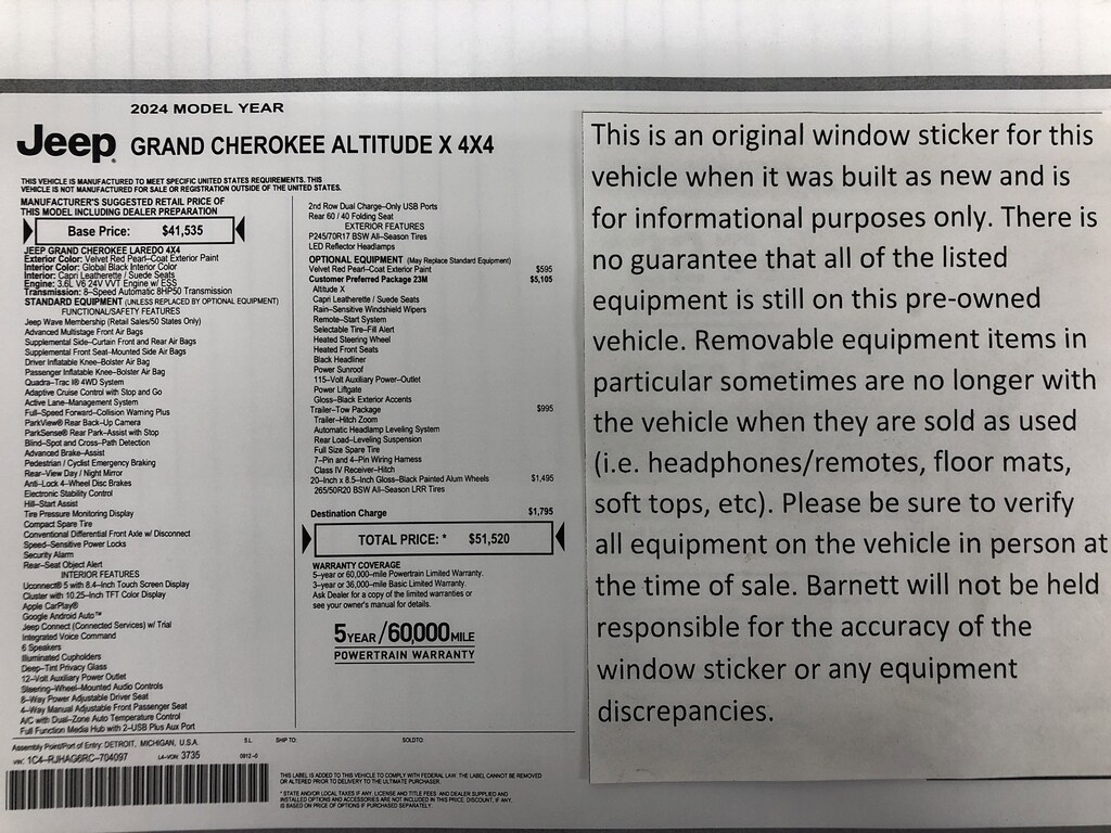 Used 2024 Jeep Grand Cherokee Altitude X SUV