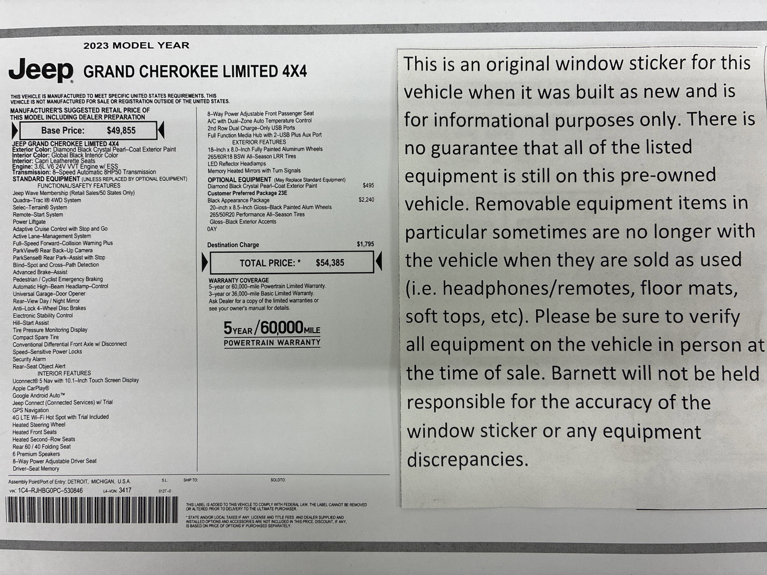Certified 2023 Jeep Grand Cherokee Limited with VIN 1C4RJHBG0PC530846 for sale in White Bear Lake, Minnesota
