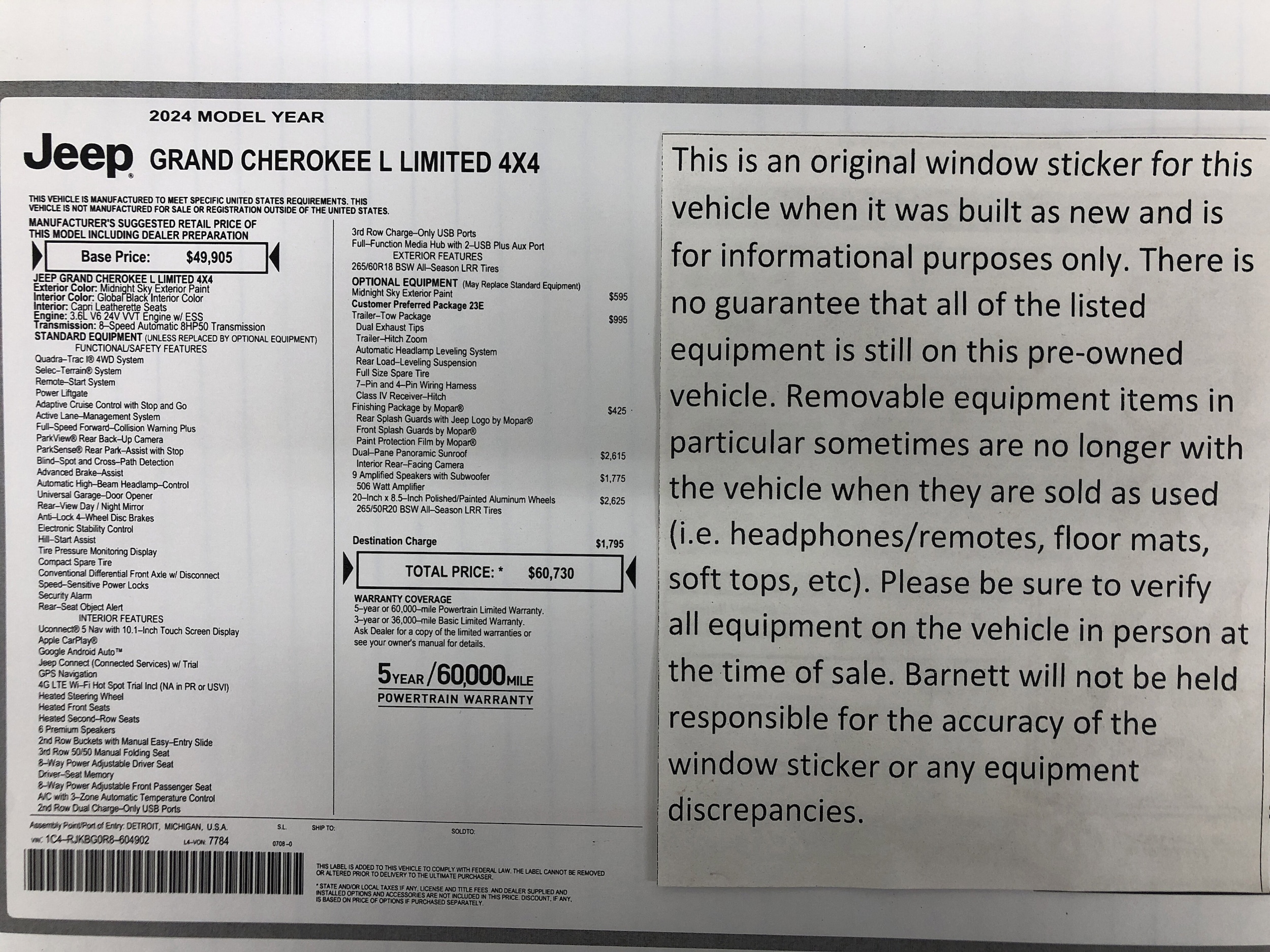 Used 2024 Jeep Grand Cherokee L Limited with VIN 1C4RJKBG0R8604902 for sale in White Bear Lake, Minnesota