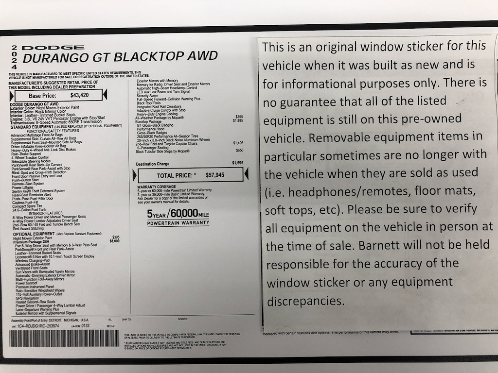 Certified 2024 Dodge Durango GT Premium SUV