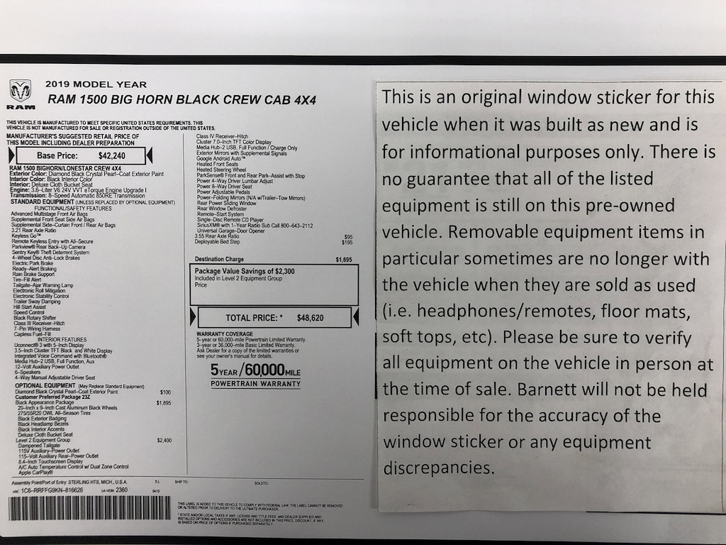 Used 2019 Ram 1500 Big Horn/Lone Star Truck Crew Cab
