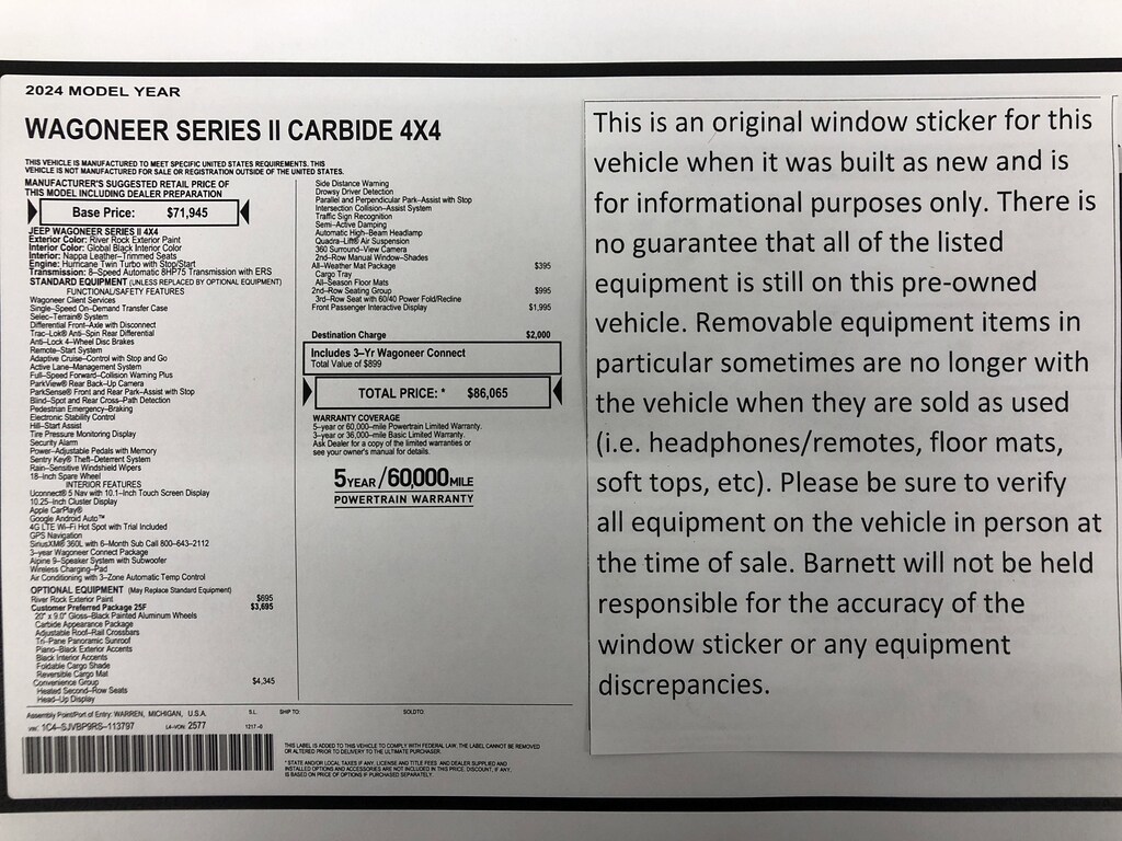 Used 2024 Jeep Wagoneer Series II Carbide SUV