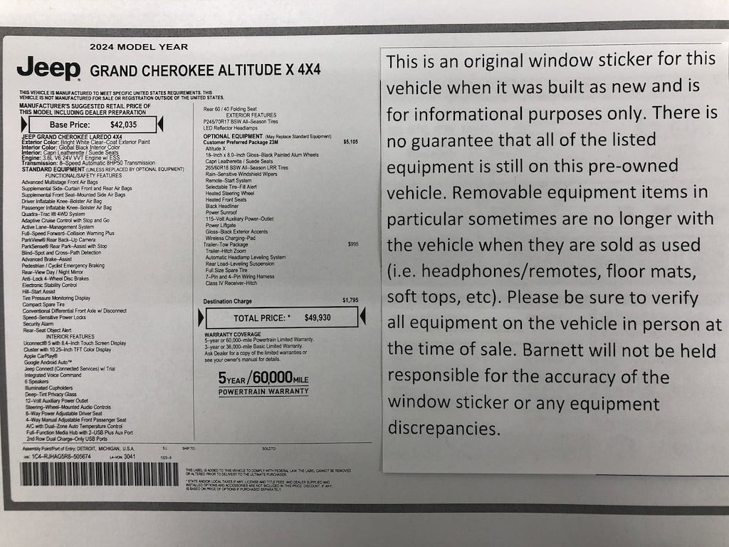 Used 2024 Jeep Grand Cherokee Altitude X SUV