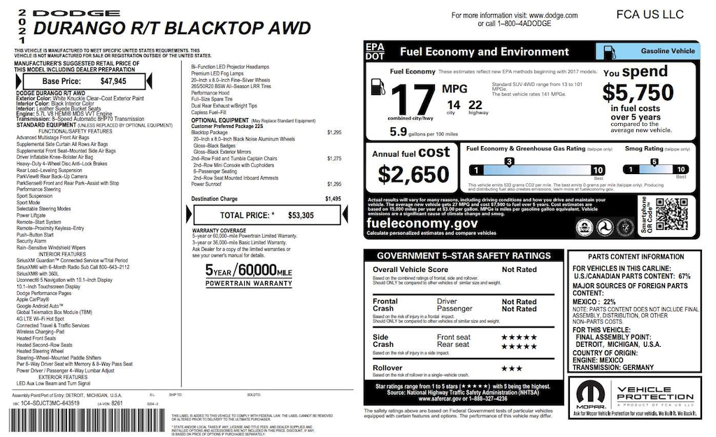 Used 2021 Dodge Durango R/T AWD