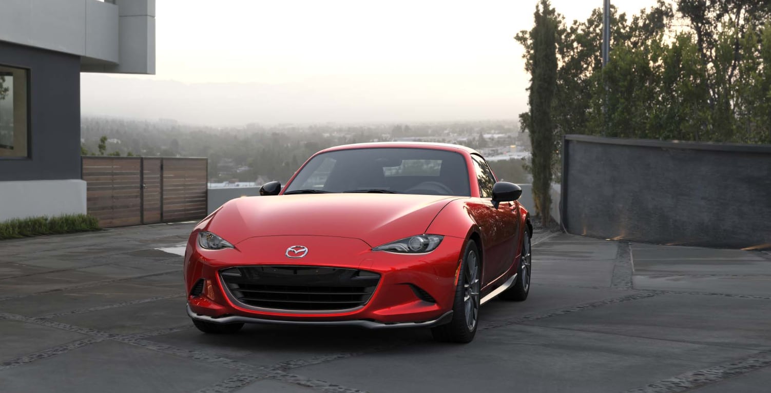 Red 2026 Mazda MX-5 Miata RF available at Basney Mazda.