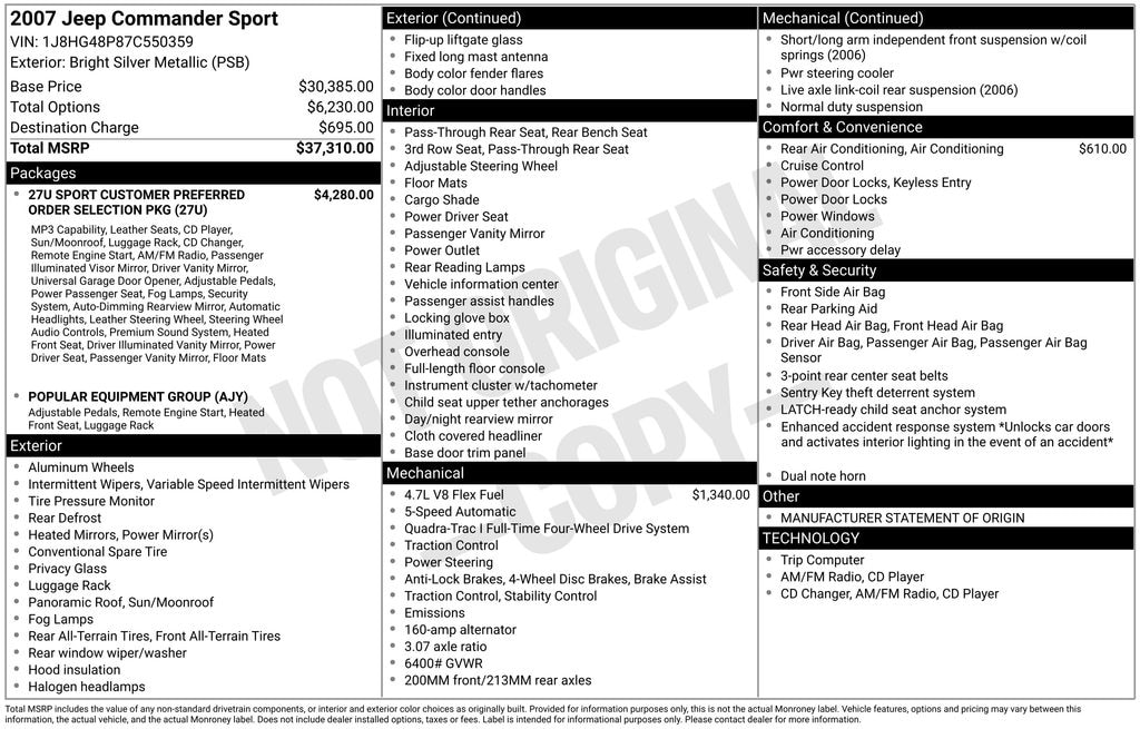 Used 2007 Jeep Commander Sport SUV