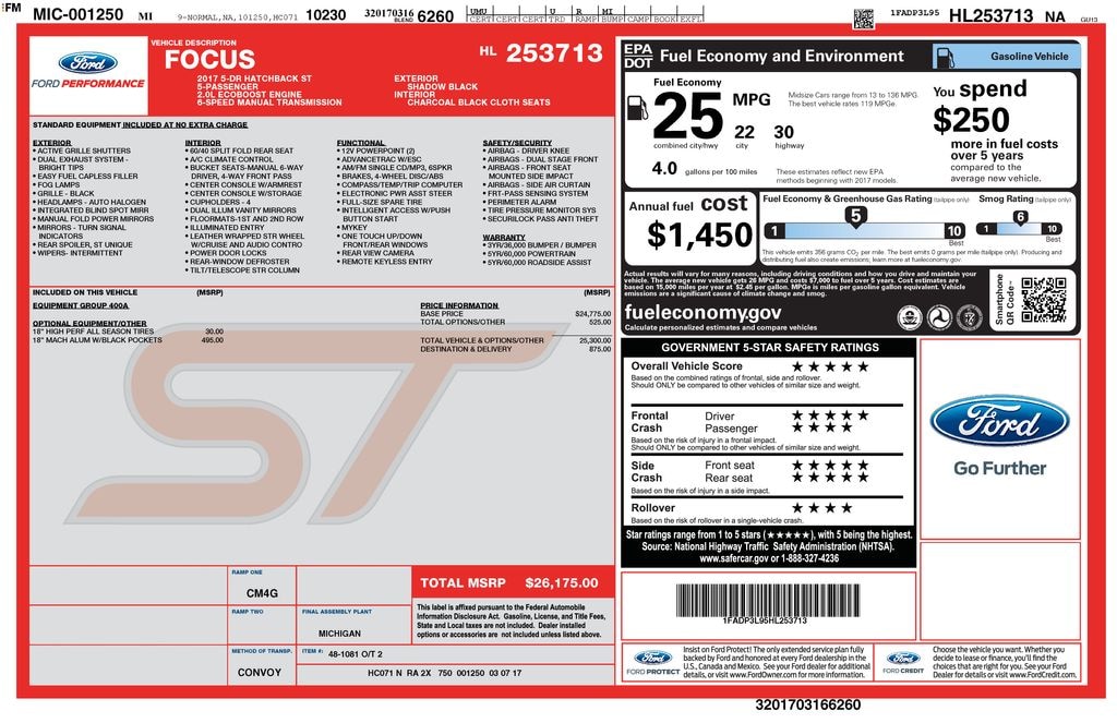 Used 2017 Ford Focus ST Hatchback