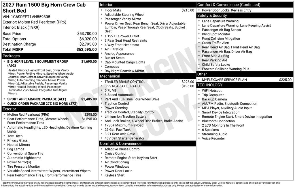 New 2027 Ram 1500 Big Horn Pickup