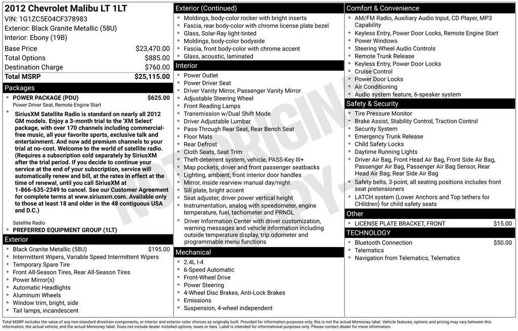 2012 Chevrolet Malibu 1LT