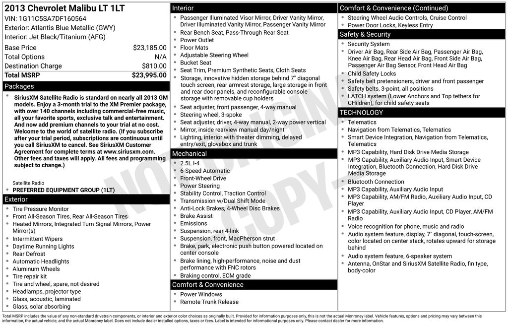 2013 Chevrolet Malibu 1LT