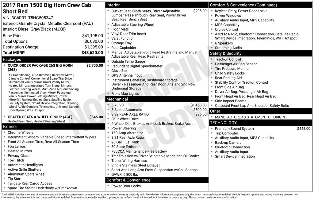 Used 2017 Ram 1500 Big Horn Truck
