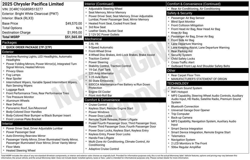 Used 2025 Chrysler Pacifica Limited Minivan/Van