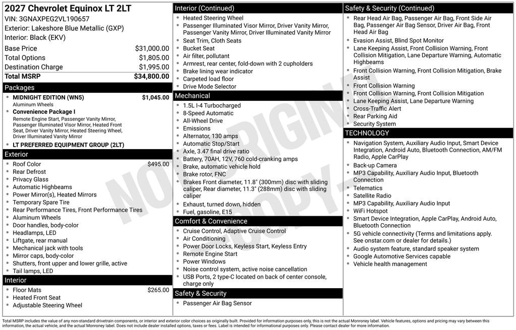 New 2027 Chevrolet Equinox LT SUV