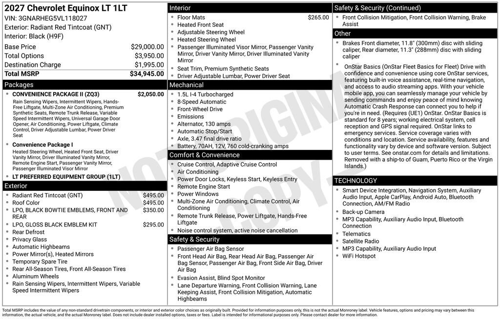 New 2027 Chevrolet Equinox LT SUV