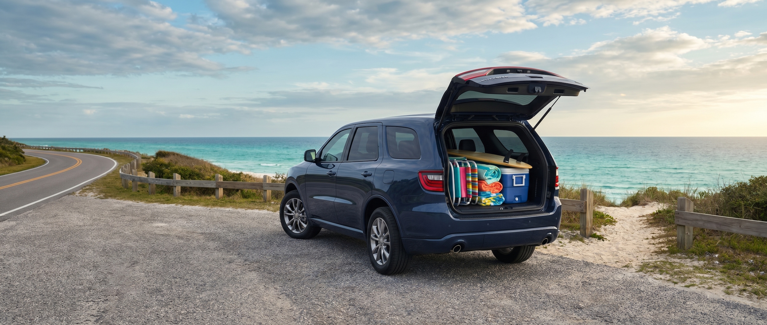 Dodge Durango road trip vehicle on coastal highway Panama City FL